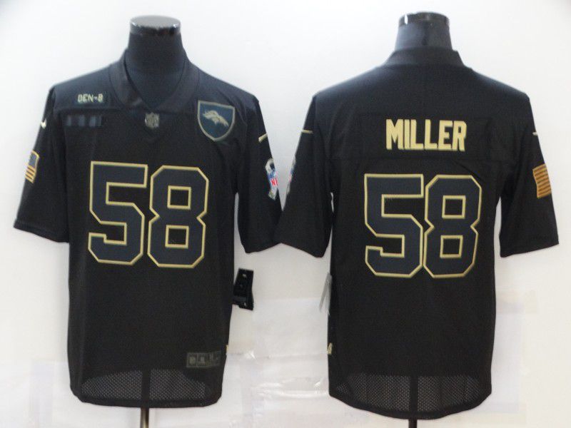 Cheap Men Denver Broncos 58 Miller Black gold lettering 2020 Nike NFL Jersey
